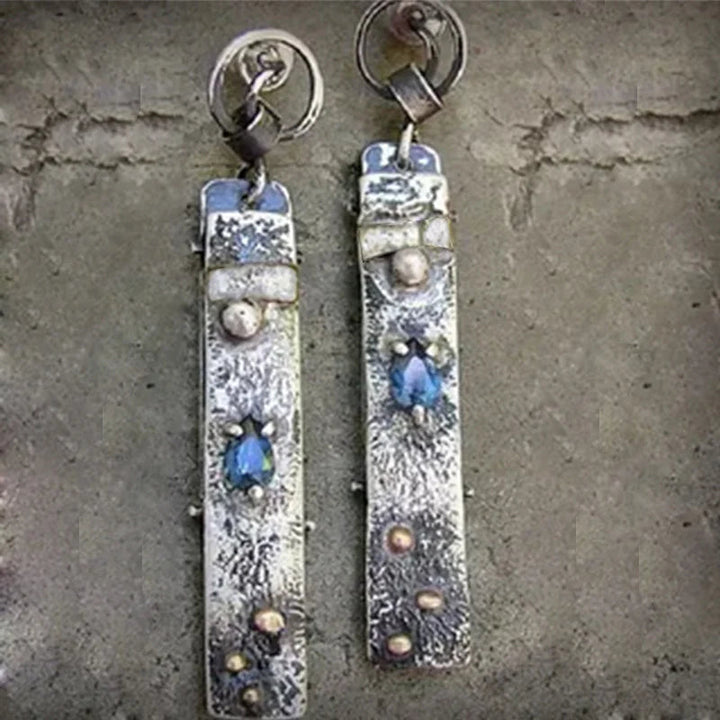 Pendientes artesanales de piedra azul