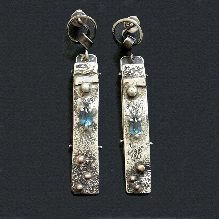 Pendientes artesanales de piedra azul