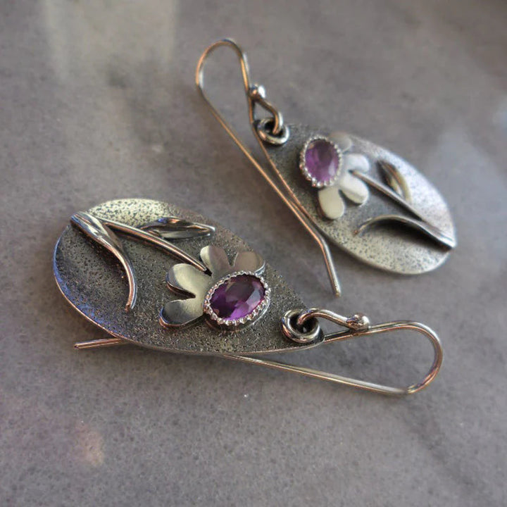 Pendientes retro con flor en 3D