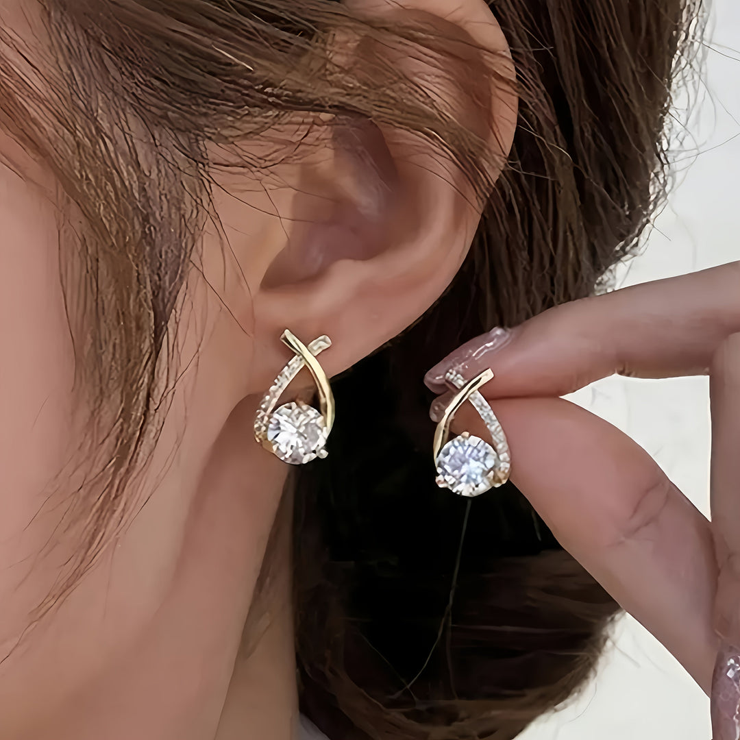 Pendientes De Oro Con Cruz Y Circonitas