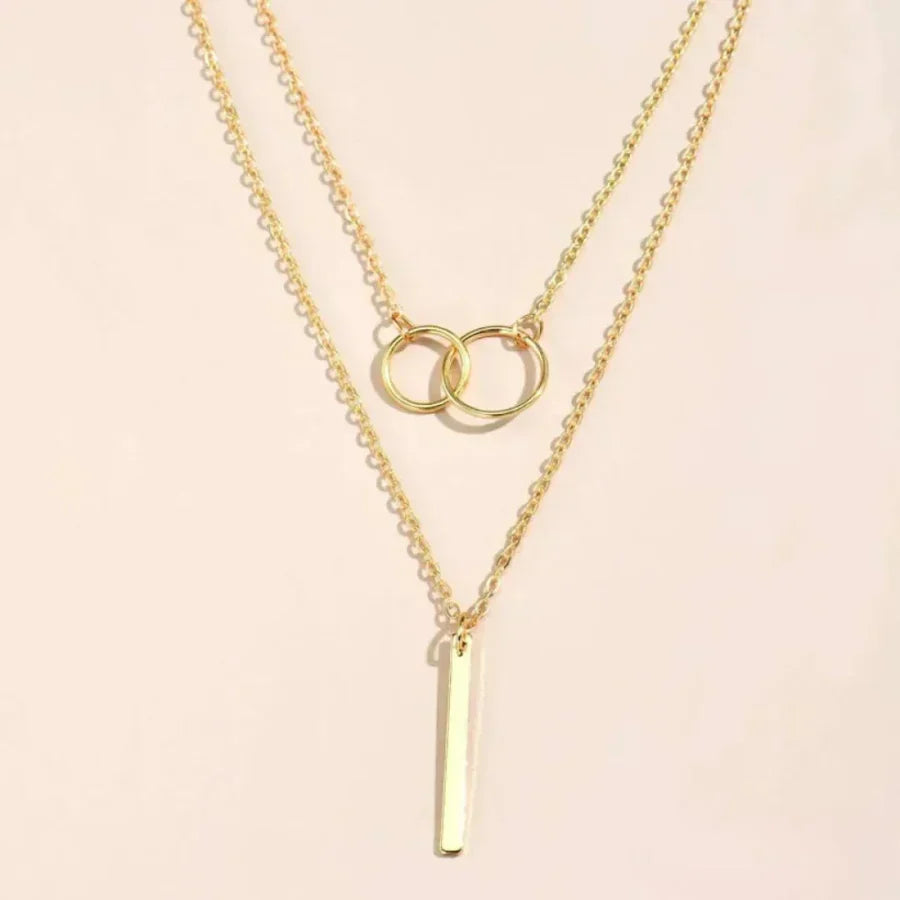 Collar con colgante doble círculo en oro vintage