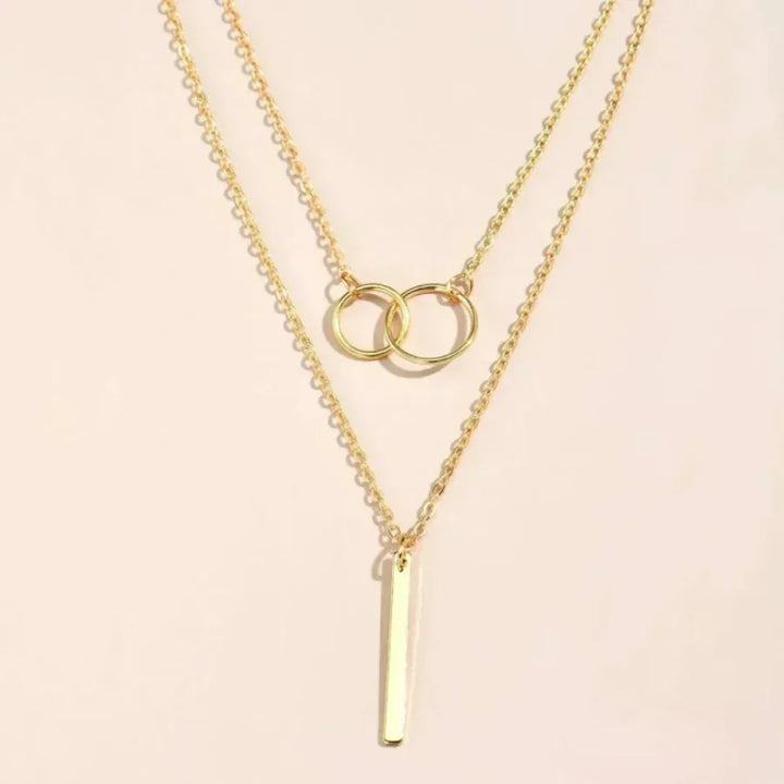 Collar con colgante doble círculo en oro vintage