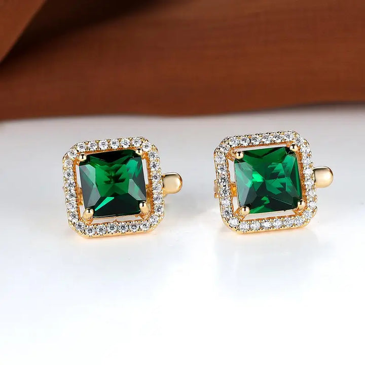 Pendientes Zirconia Verde Cuadrada