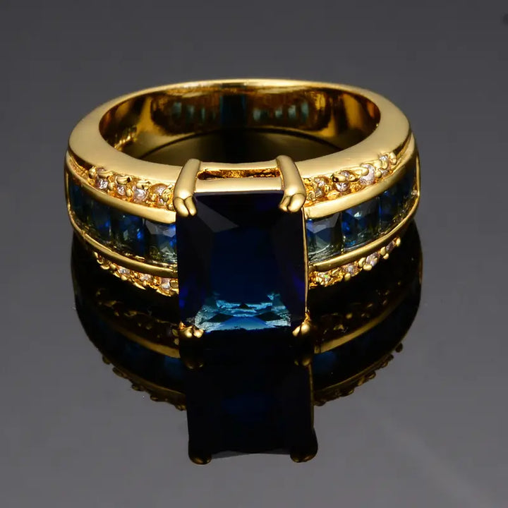 Anillo de Oro Horizonte Azul