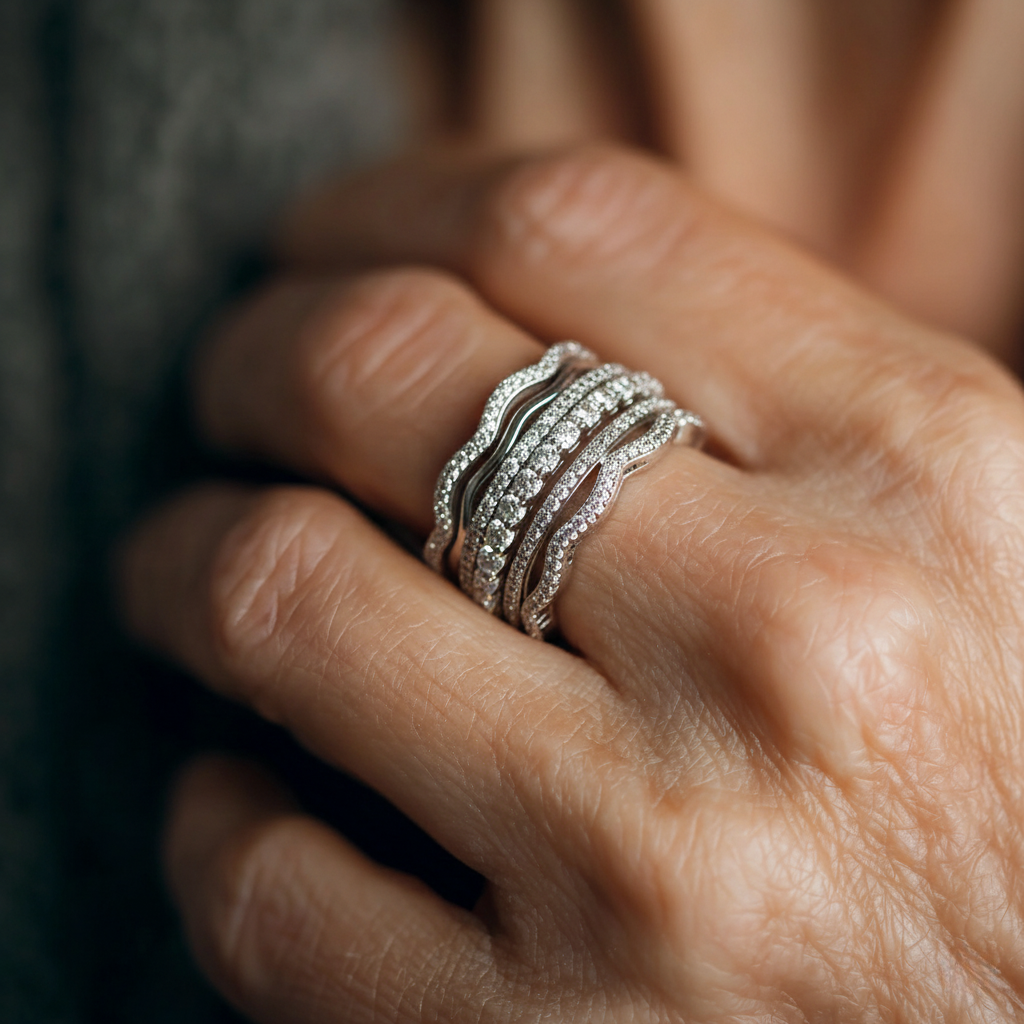 Anillo vintage con circonita en capas