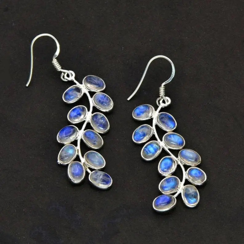 Pendientes Hoja de Piedra de Luna Brillante