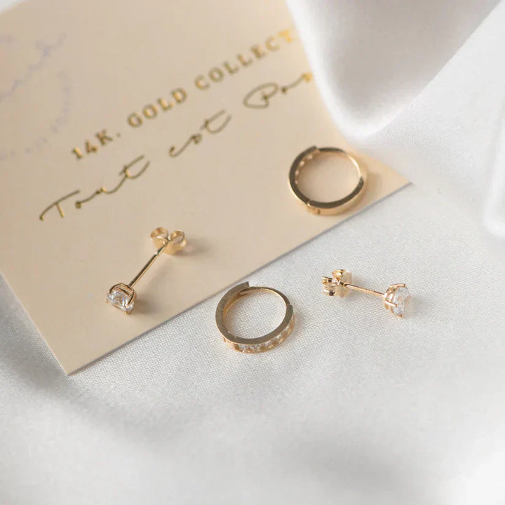 Conjunto de Pendientes Piedras Celeste | Oro