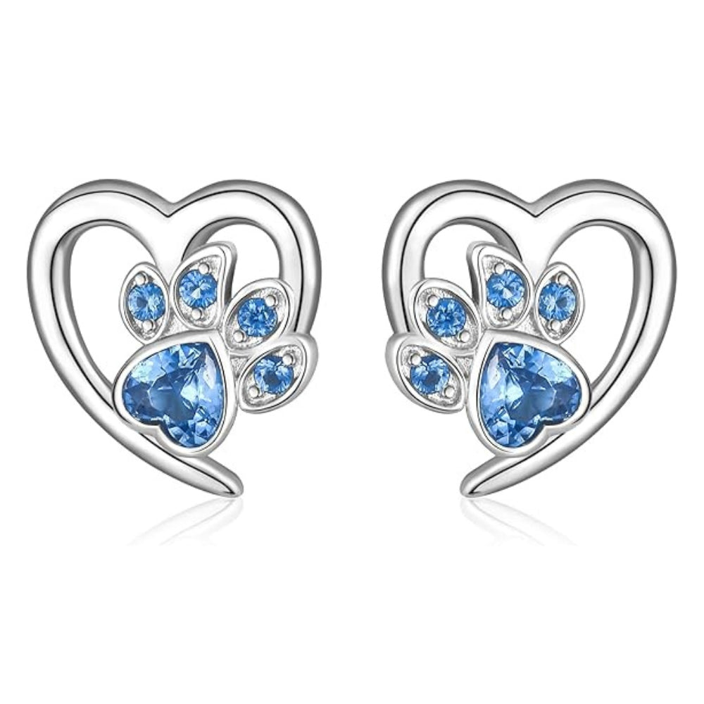 Pendientes con pata y corazón con circonita