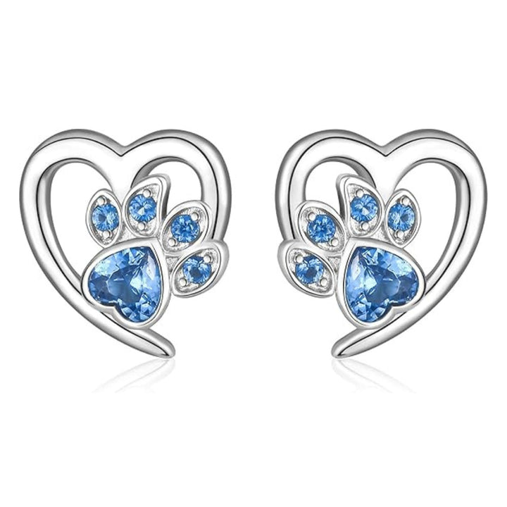 Pendientes con pata y corazón con circonita