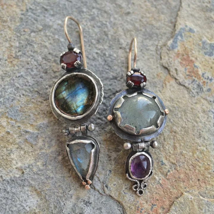 Pendientes vintage con piedra verde