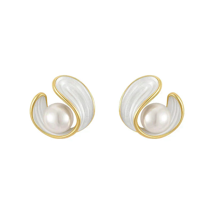 Pendientes de lujo con ópalo blanco y perlas en oro