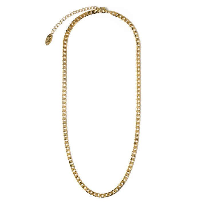 Collar Cadena Curb Plano | Oro