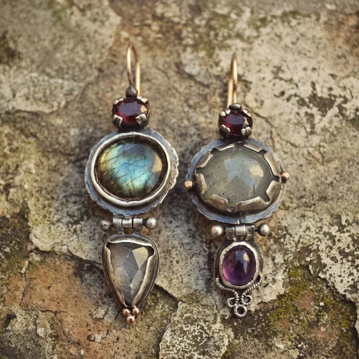 Pendientes vintage con piedra verde
