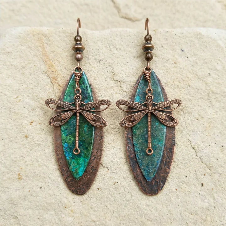 Pendientes colgantes vintage con libélulas bohemias