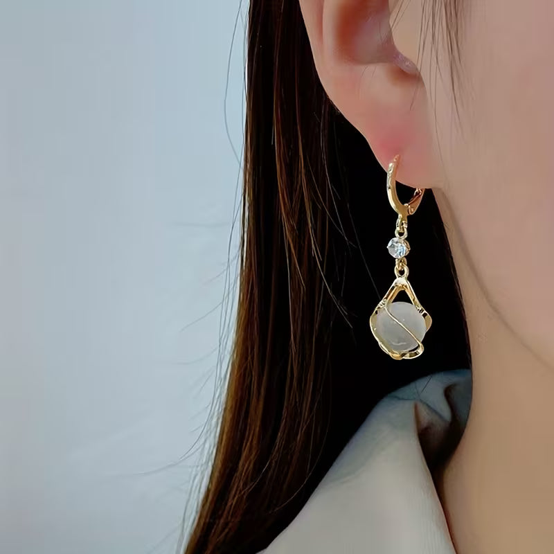 Pendientes Moonstone Granulado Brillante