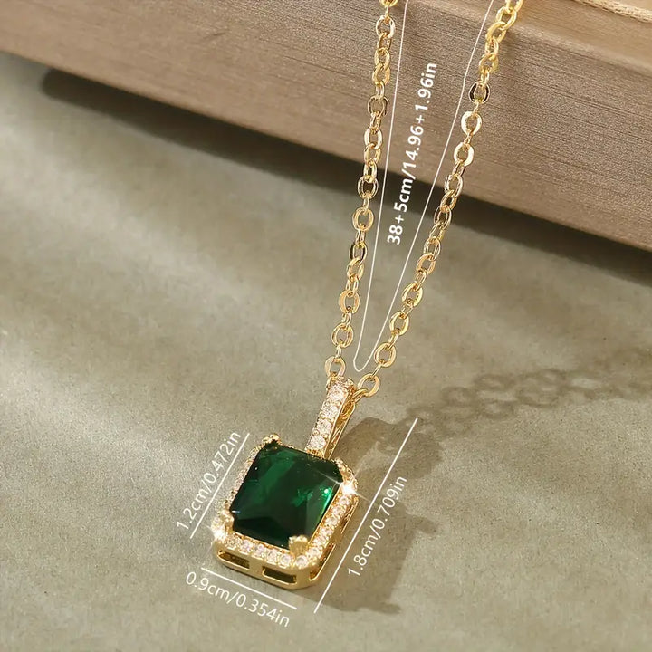 Collar Oro y Esmeralda Celeste