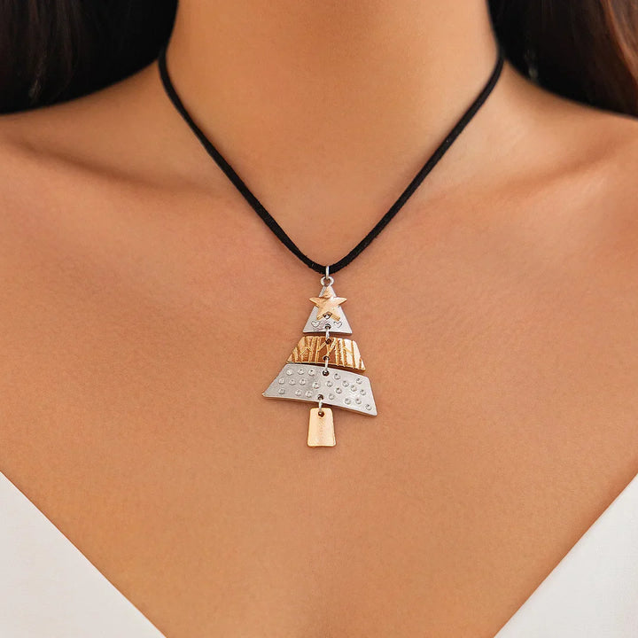 Pendientes colgantes con forma de árbol de Navidad en metal mixto