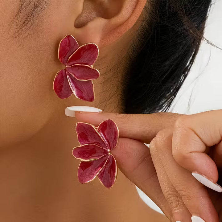 Par de pendientes de flor de resina