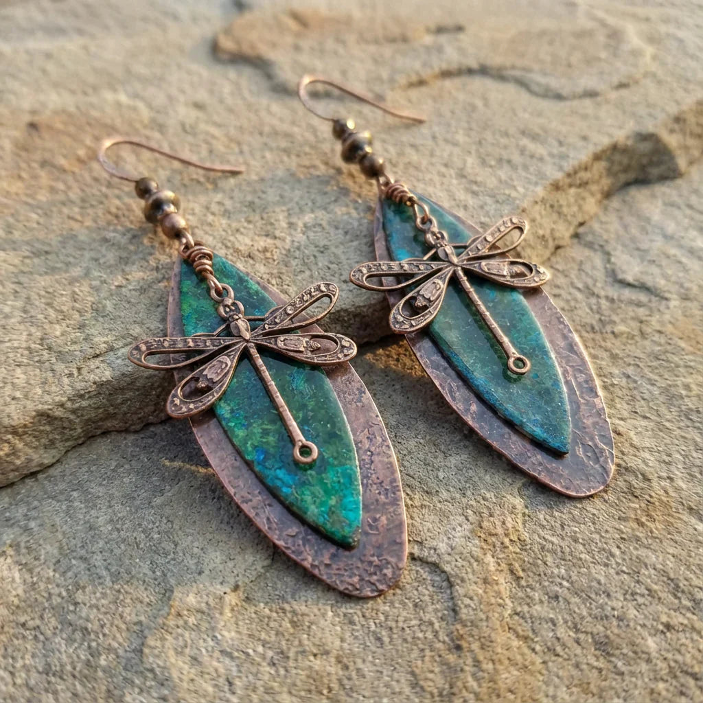 Pendientes colgantes vintage con libélulas bohemias