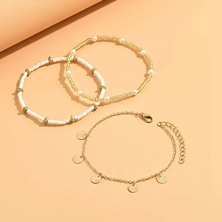 Conjunto 3 Tobilleras Mar y Oro | Oro