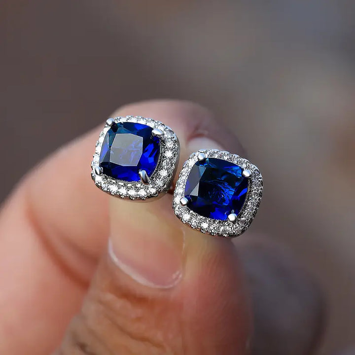 Pendientes Cuadrados de Zafiro