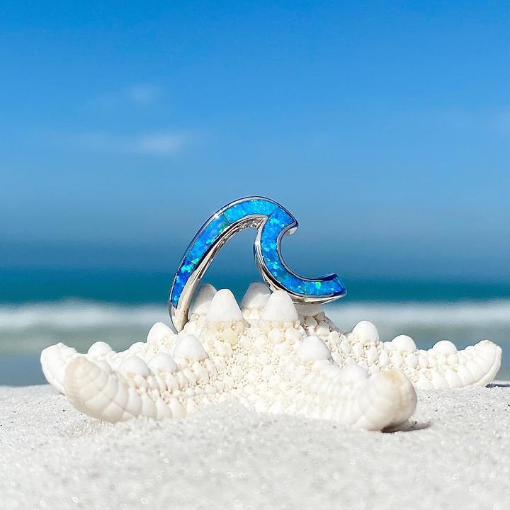 Anillo Sea Wave en ópalo y plata