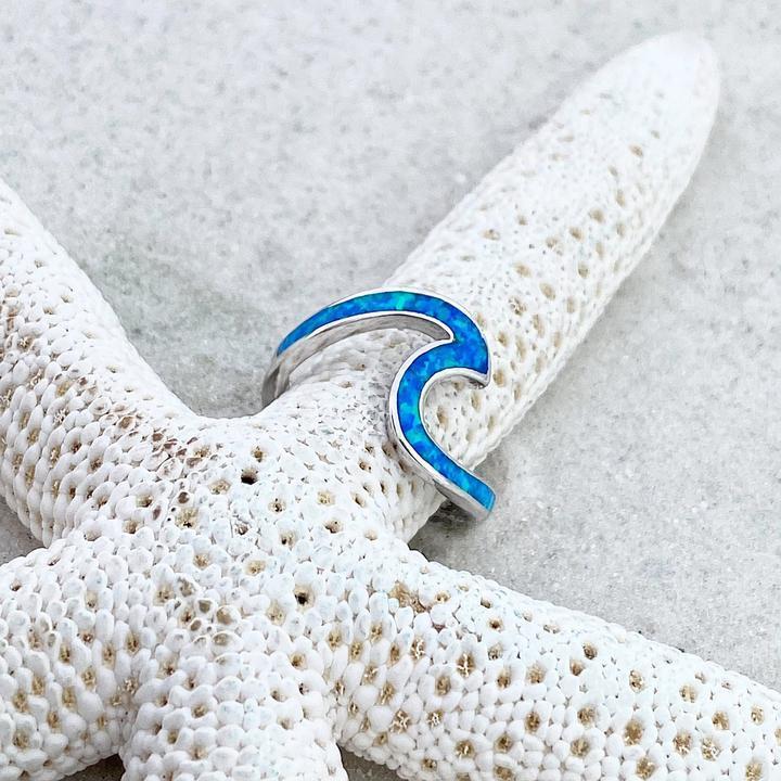 Anillo Sea Wave en ópalo y plata