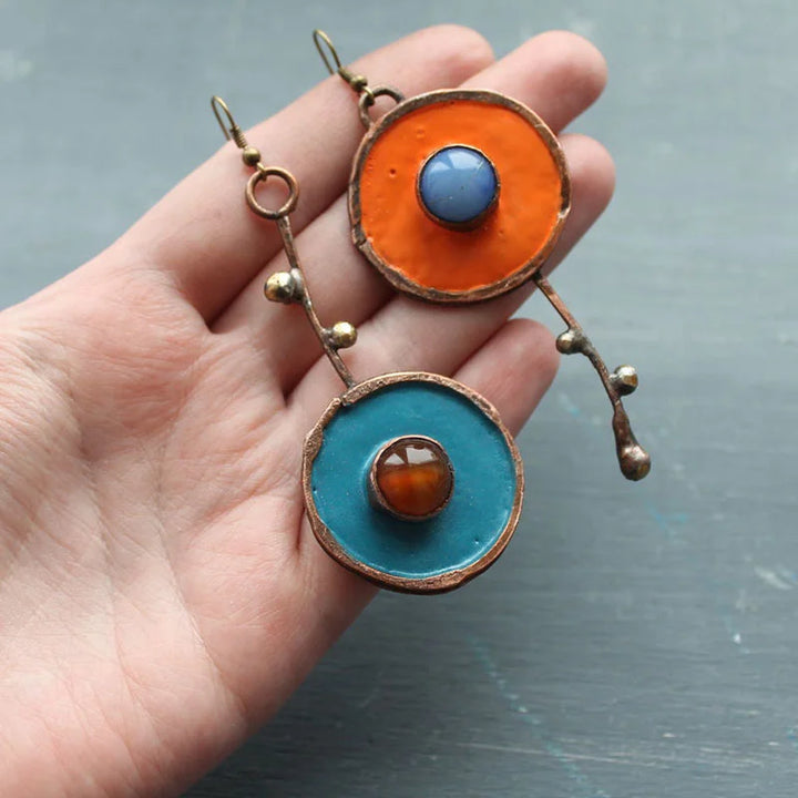 Pendientes vintage asimétricos con grafito en bronce antiguo