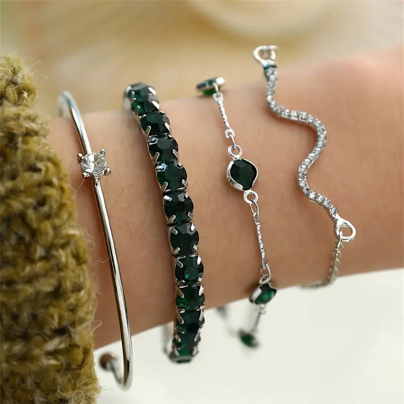 Conjunto de Pulseras Esmeralda Pura | Oro