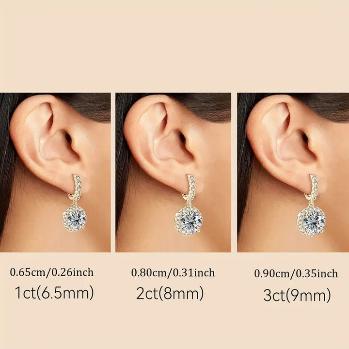 Pendientes colgantes redondos con moissanita