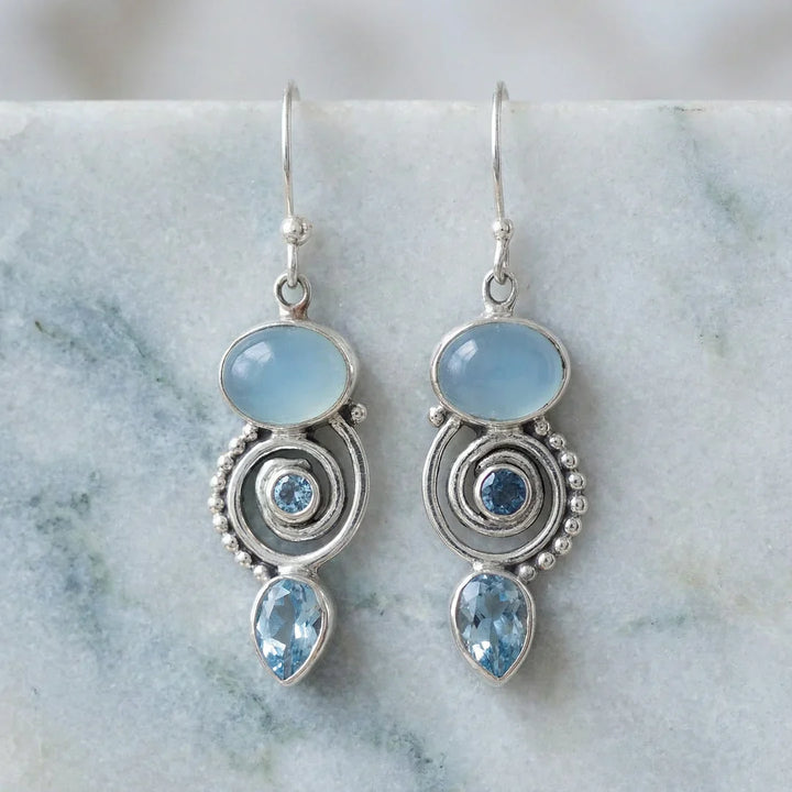 Pendientes vintage de piedra lunar