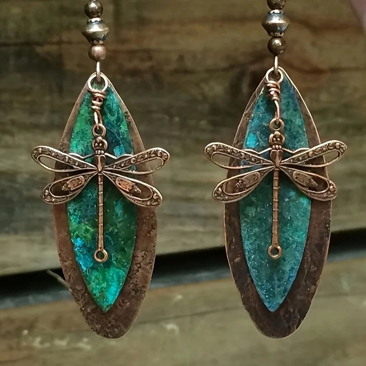 Pendientes colgantes vintage con libélulas bohemias