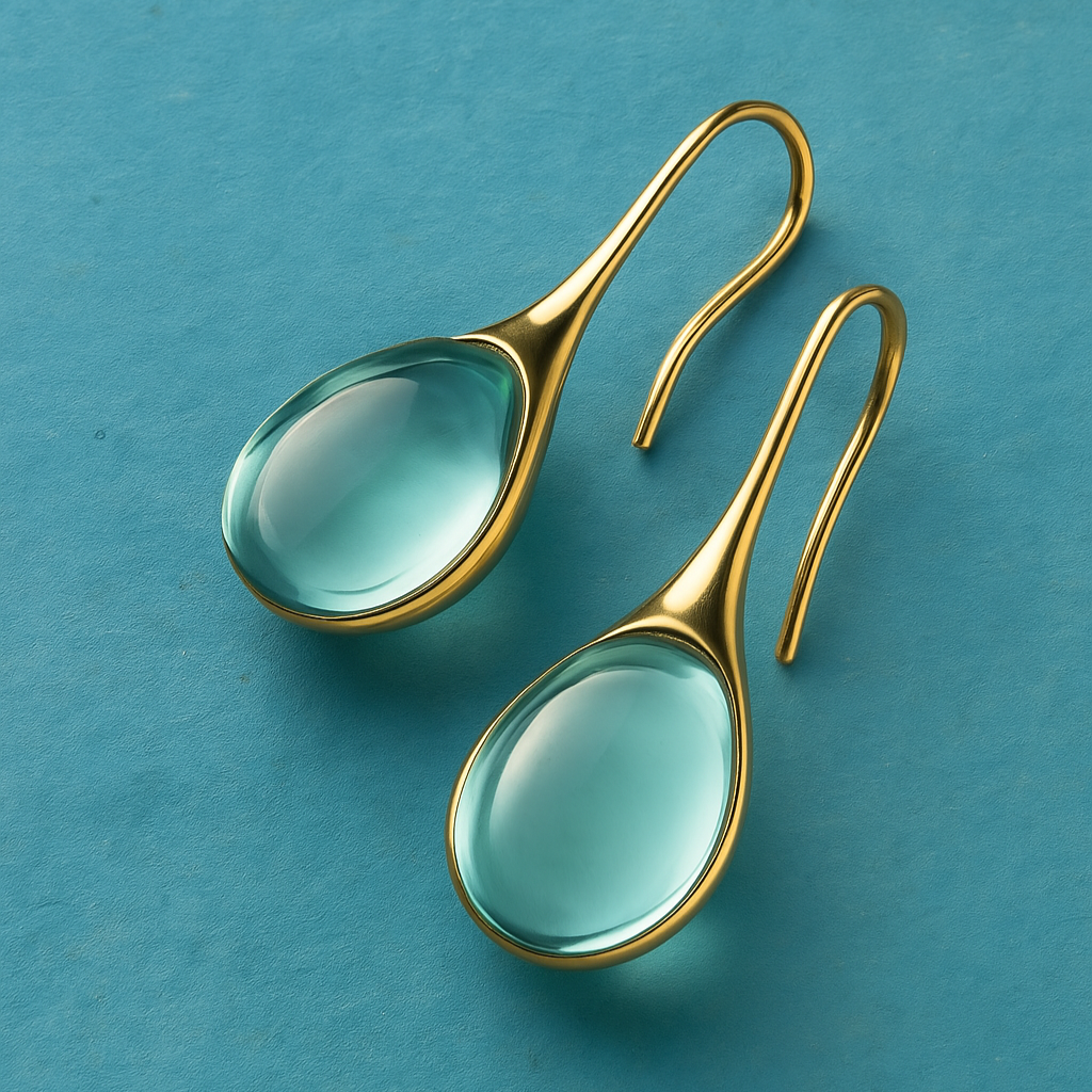 Pendientes de Cristal Colgantes en Oro y Plata
