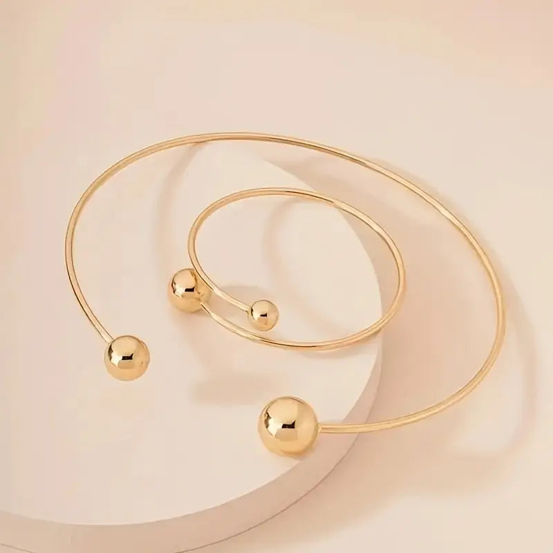 Conjunto Collar & Pulsera Cuff Esferas | Oro