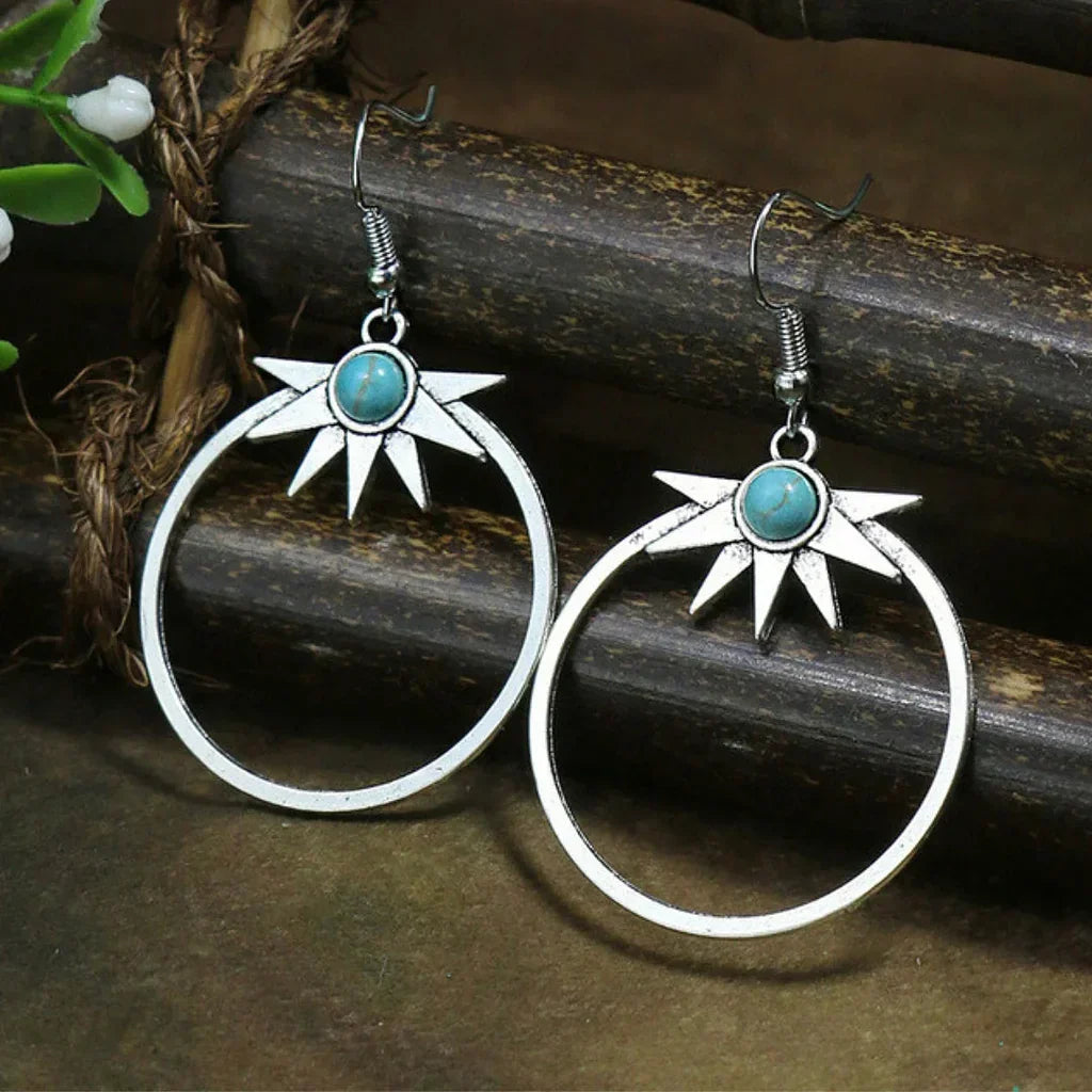 Pendientes vintage con piedra turquesa