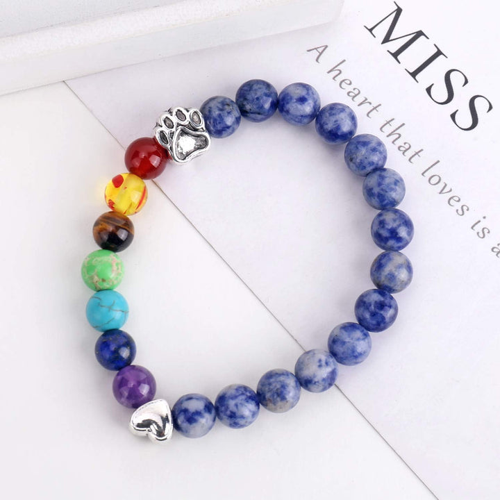 Pulsera Memorial Rainbow Bridge – Regalo con 7 cuentas de los chakras para la pérdida de una mascota