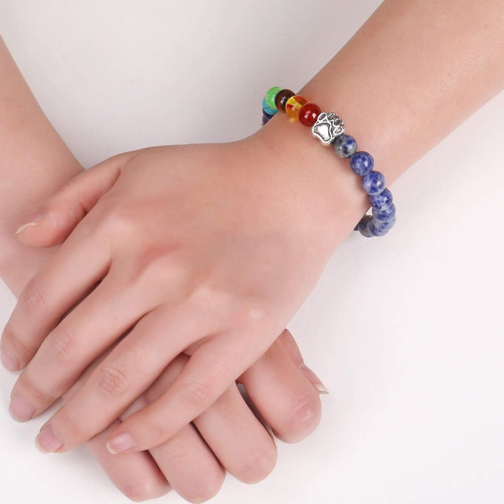 Pulsera Memorial Rainbow Bridge – Regalo con 7 cuentas de los chakras para la pérdida de una mascota