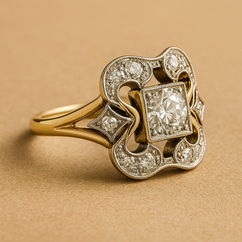 Anillo Vintage de Circonia Dorado