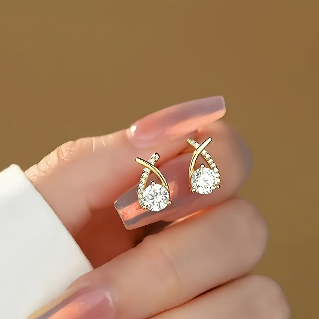 Pendientes De Oro Con Cruz Y Circonitas