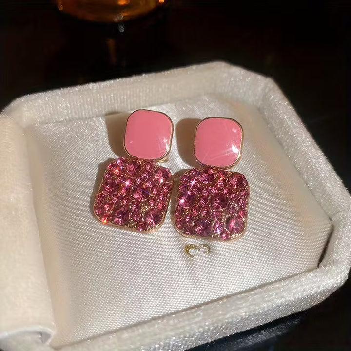 Pendientes colgantes en forma cuadrada