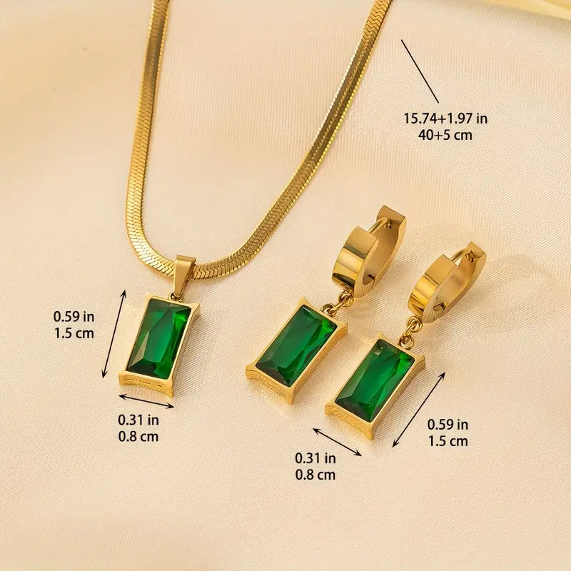 Conjunto de Joyería Esmeralda Sublime