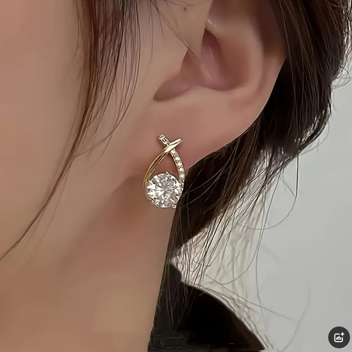 Pendientes De Oro Con Cruz Y Circonitas