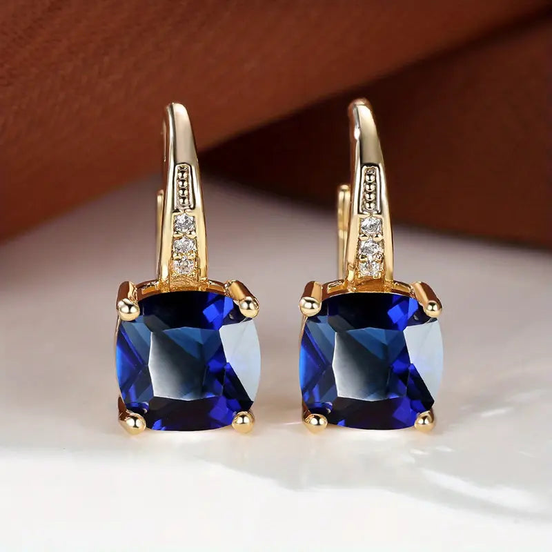 Pendientes Argolla Dorada Piedra Mística