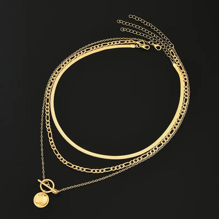 Collar Savira Moneda Texturizada | Oro