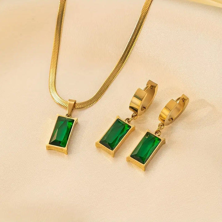 Conjunto de Joyería Esmeralda Sublime