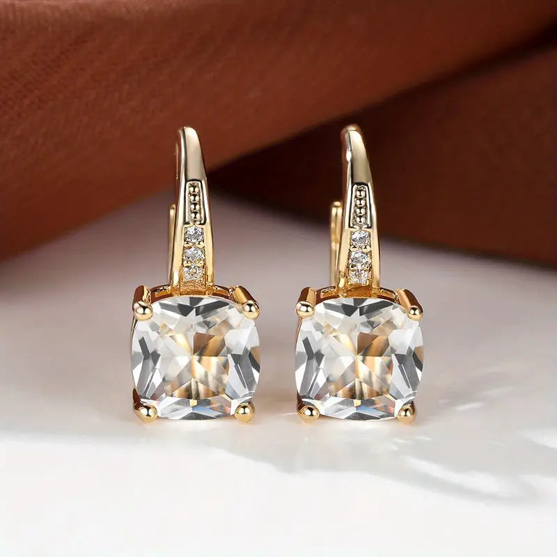 Pendientes Argolla Dorada Piedra Mística