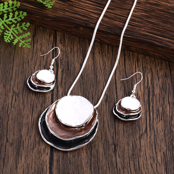 Conjunto Collar y Pendientes Boho Esmaltados Hecho A Mano