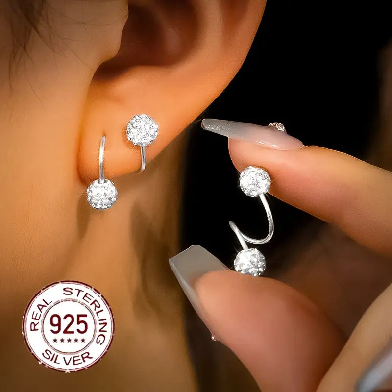 Pendientes espiral doble con circonita brillante