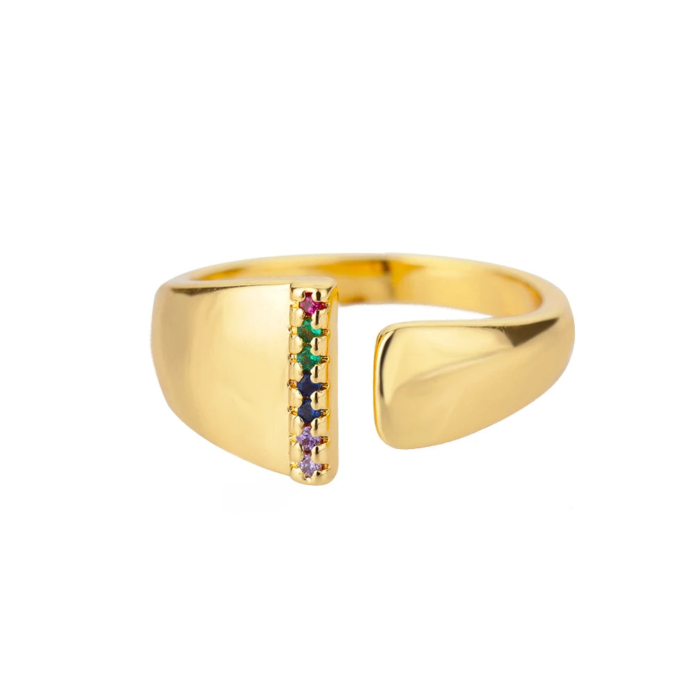 Anillo de Oro con Letra Personalizada (Ajustable)