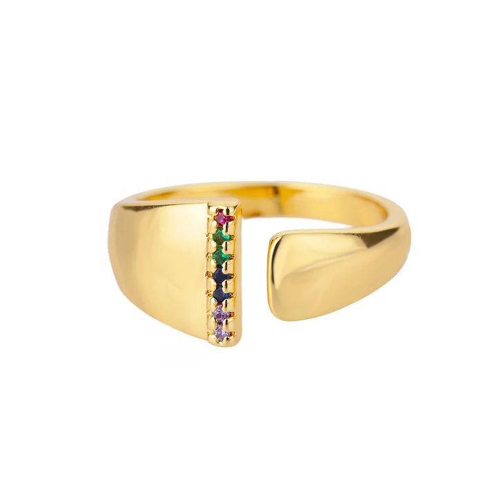 Anillo de Oro con Letra Personalizada (Ajustable)